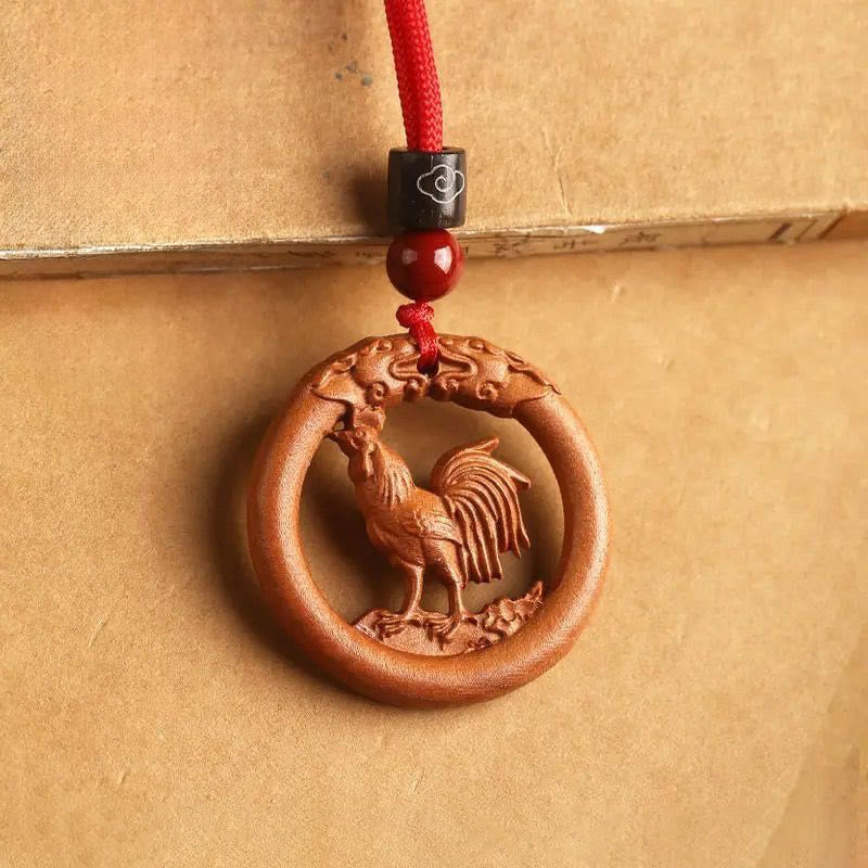 Peach Wood Chinese Zodiac Year Of The Horse Ward Off Evil Spirits Necklace Pendants