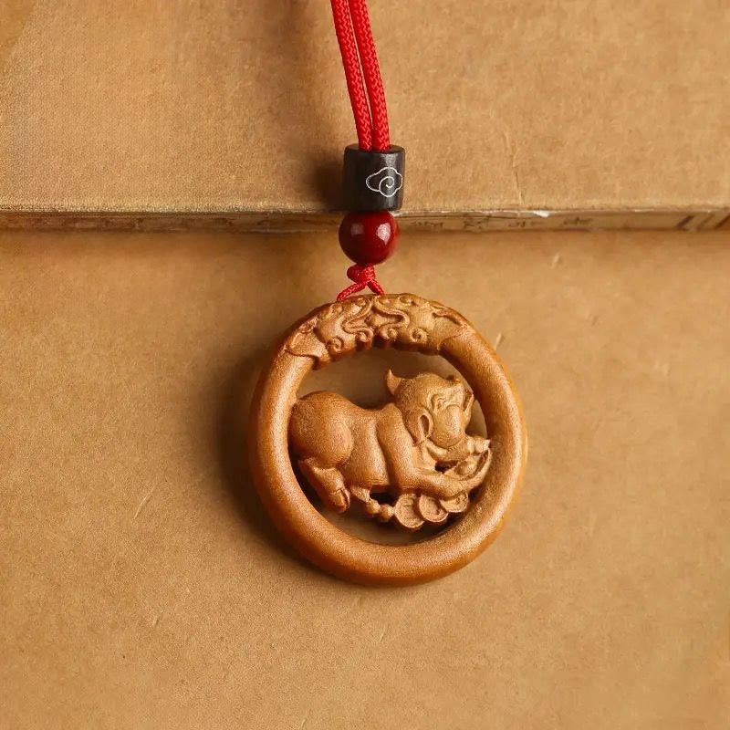 Peach Wood Chinese Zodiac Year Of The Horse Ward Off Evil Spirits Necklace Pendants