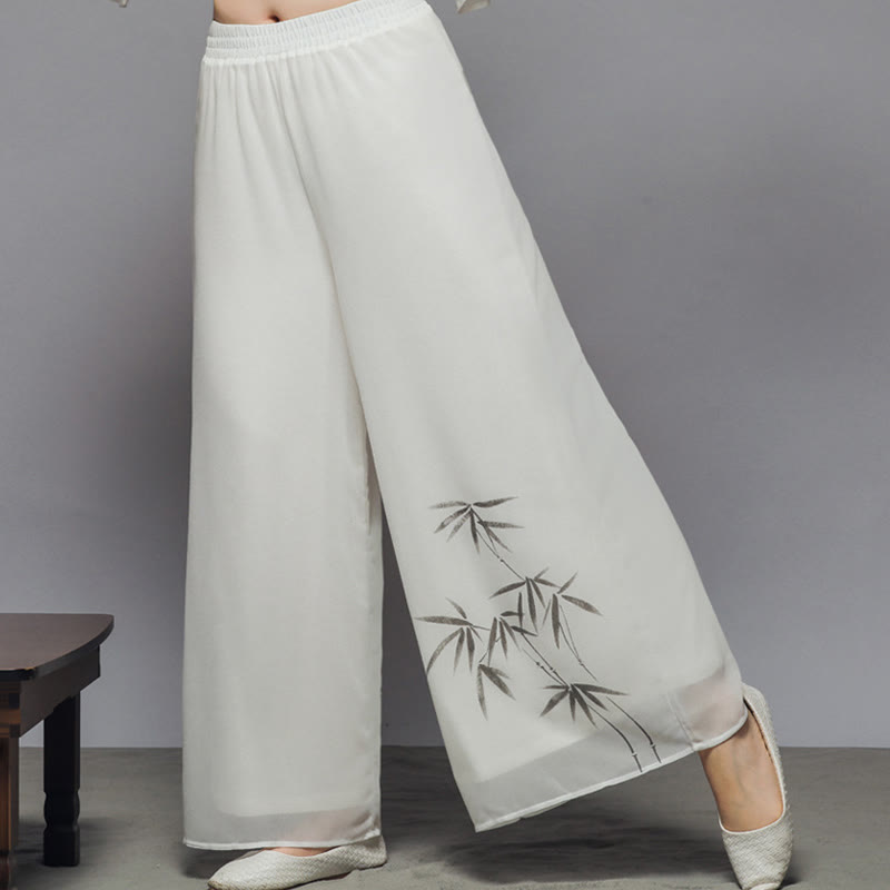 White Ink Print Design Short Sleeve Women's Meditation Midi Dress Pants Zen Clothing