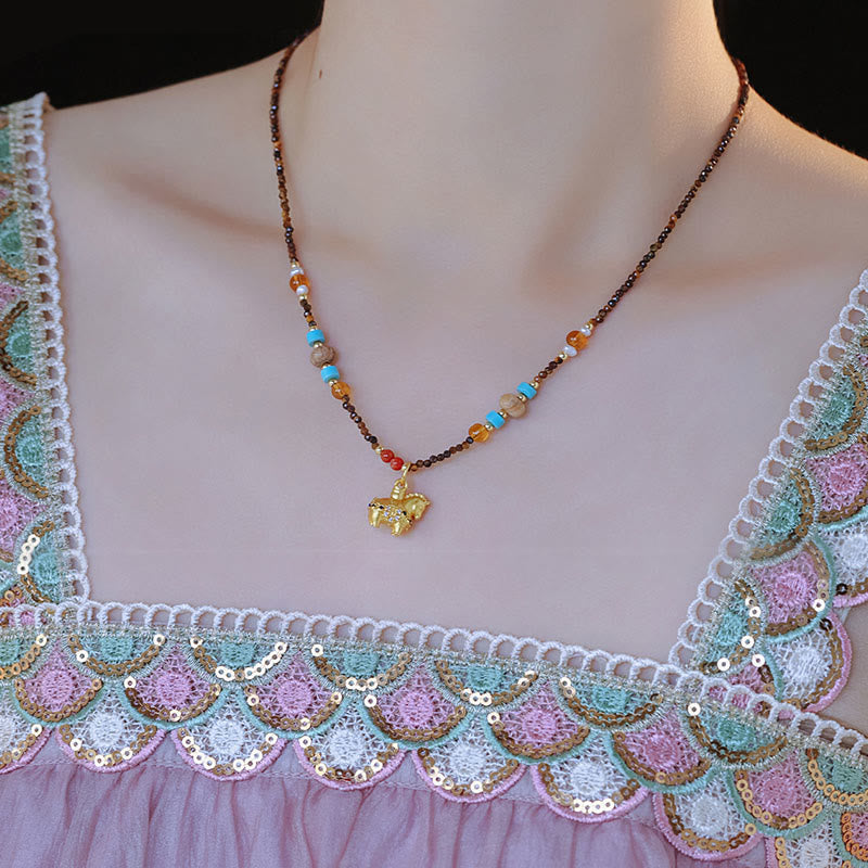 Tiger Eye Protection Golden Year Of The Horse Necklace Pendant