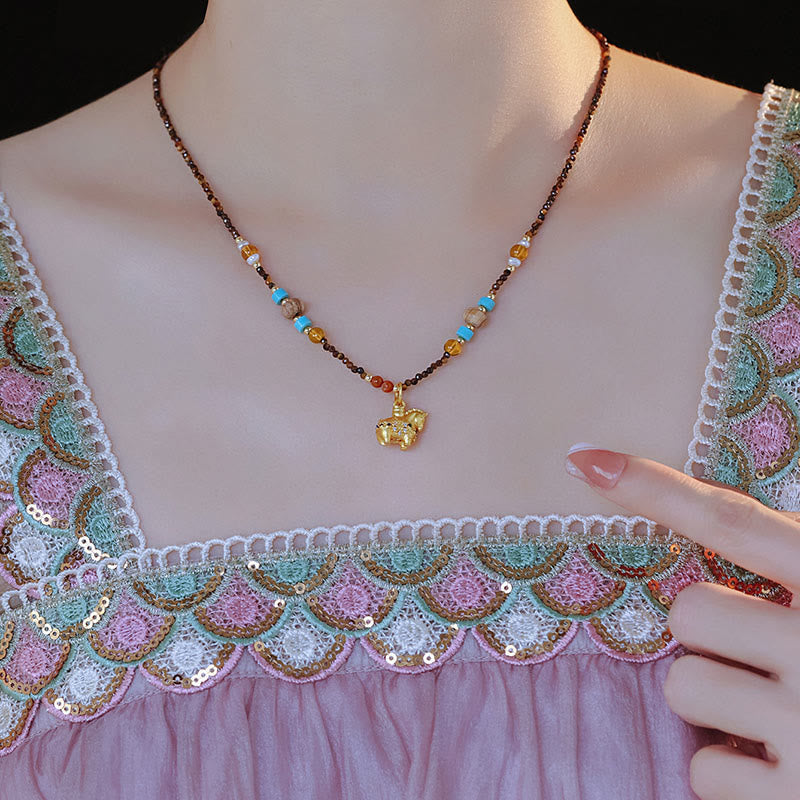 Tiger Eye Protection Golden Year Of The Horse Necklace Pendant