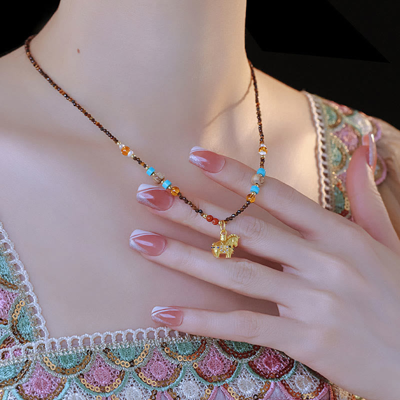 Tiger Eye Protection Golden Year Of The Horse Necklace Pendant