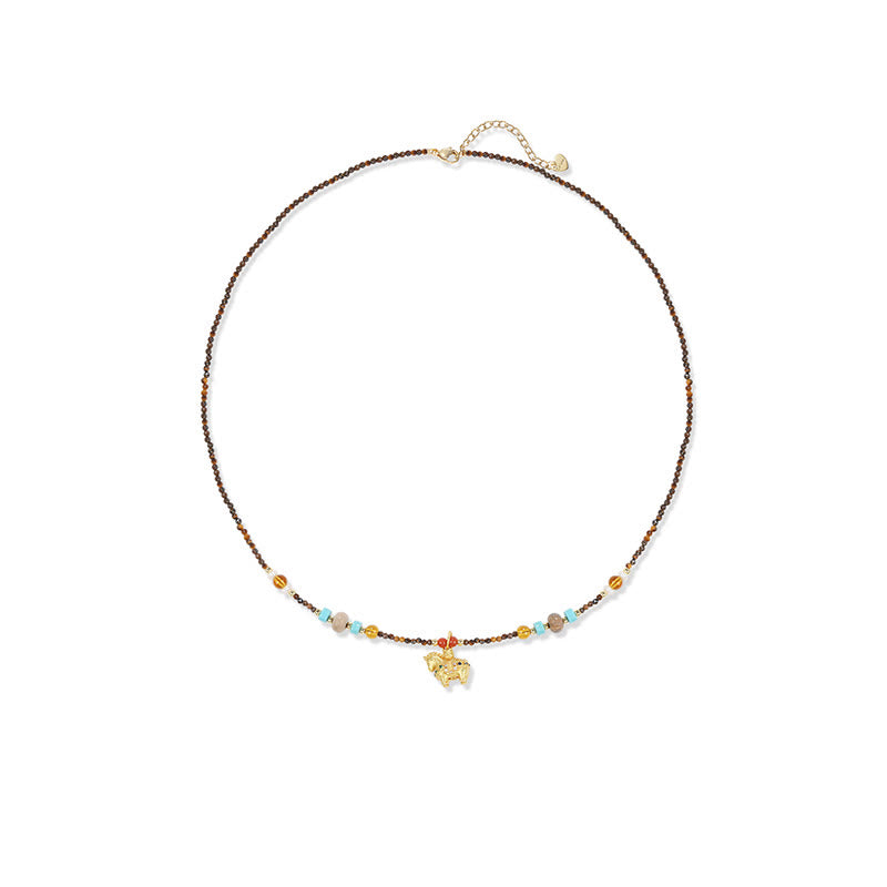 Tiger Eye Protection Golden Year Of The Horse Necklace Pendant