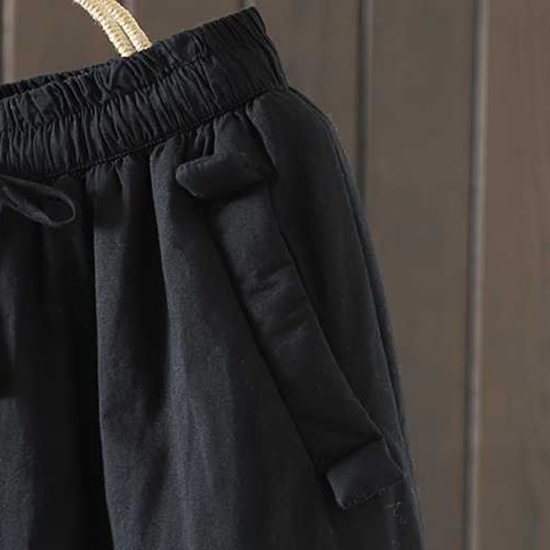 Thermal Fleece-Lined Harem Meditation Pants with Elastic Waist