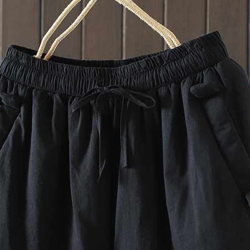 Thermal Fleece-Lined Harem Meditation Pants with Elastic Waist