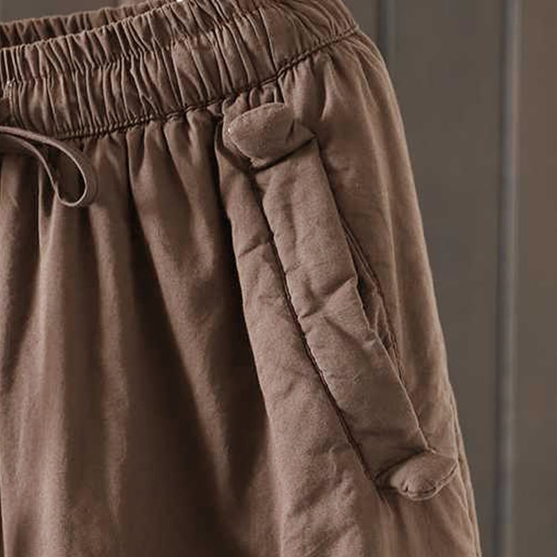 Thermal Fleece-Lined Harem Meditation Pants with Elastic Waist