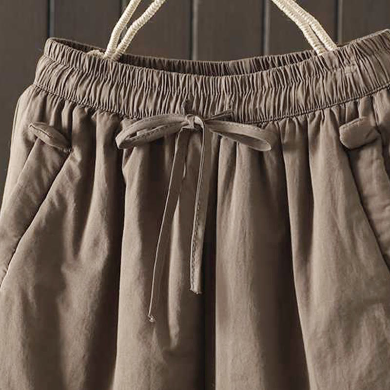 Thermal Fleece-Lined Harem Meditation Pants with Elastic Waist