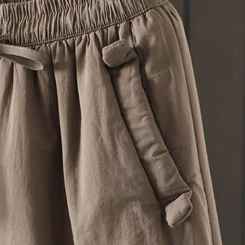 Thermal Fleece-Lined Harem Meditation Pants with Elastic Waist