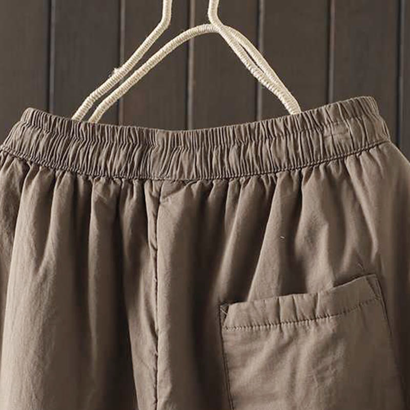 Thermal Fleece-Lined Harem Meditation Pants with Elastic Waist