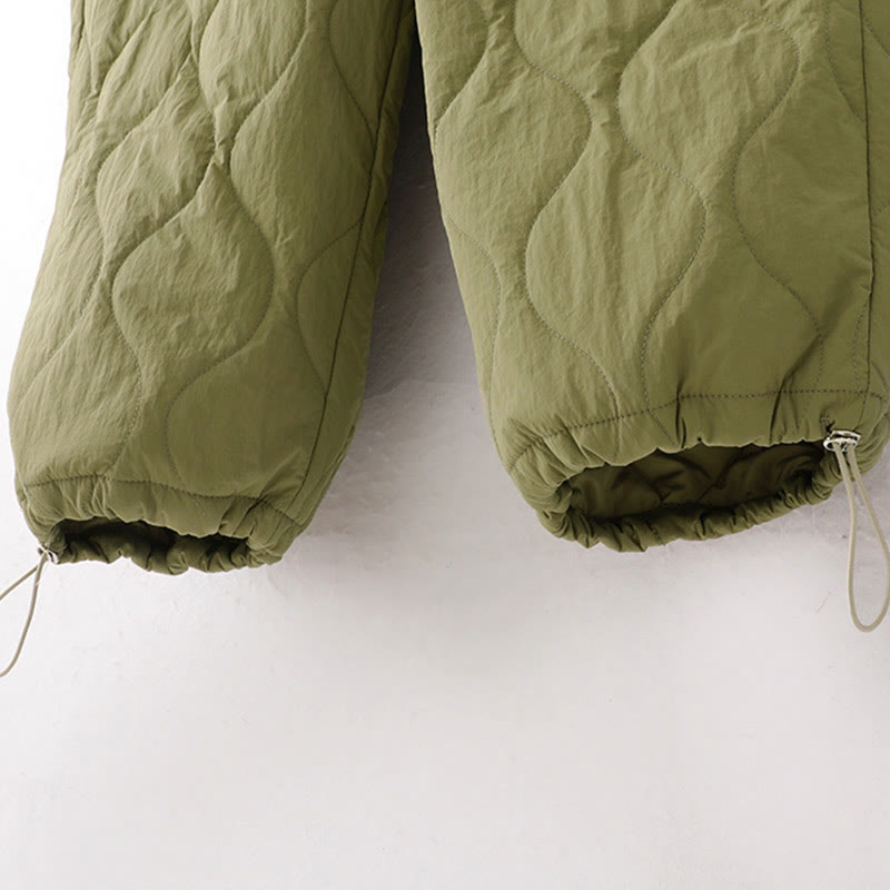 Women's Plain Elastic Cuff Design Drawstring Thermal Thickened Pants With Pockets