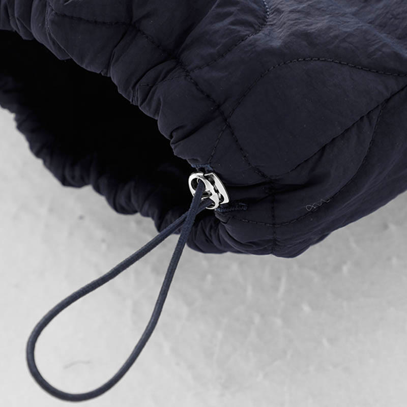 Women's Plain Elastic Cuff Design Drawstring Thermal Thickened Pants With Pockets