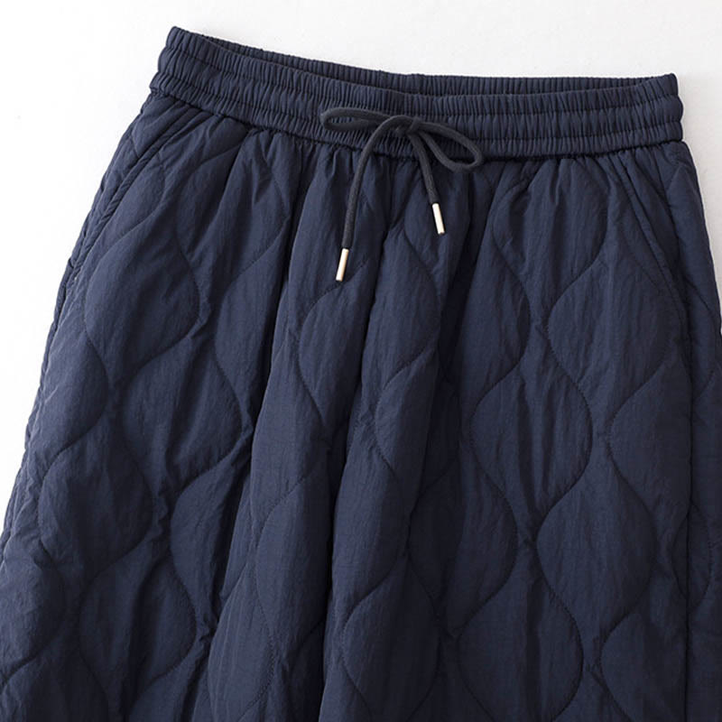 Women's Plain Elastic Cuff Design Drawstring Thermal Thickened Pants With Pockets