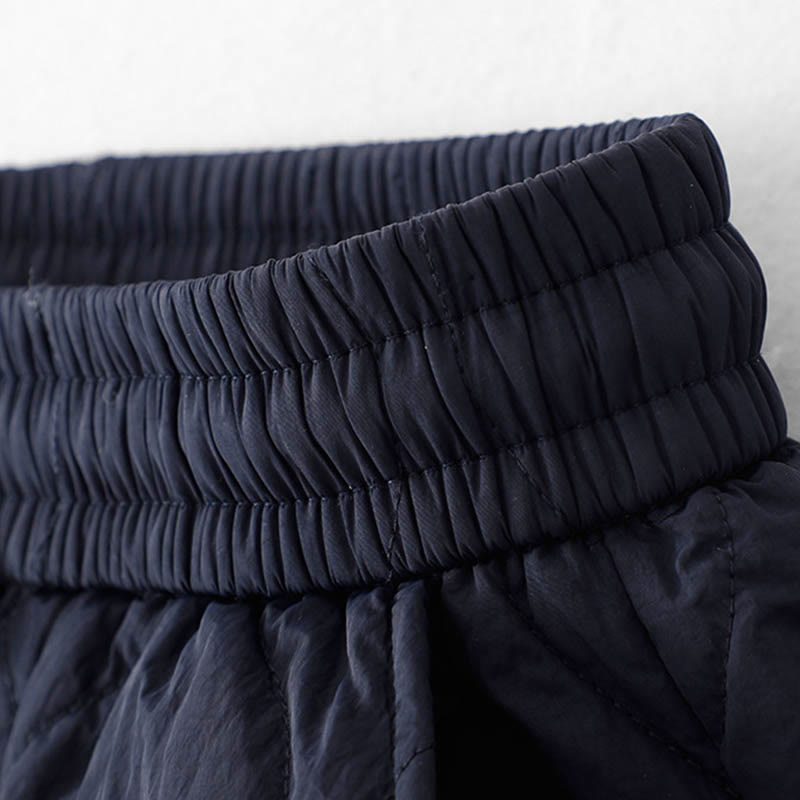 Women's Plain Elastic Cuff Design Drawstring Thermal Thickened Pants With Pockets