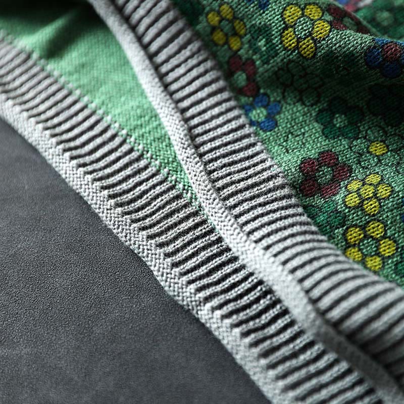 Tactile Cotton Botanical Knit Grounding Women's Sweater with Pockets
