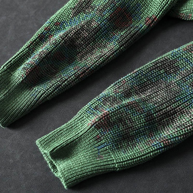 Women's Knitted Floral Cotton Long Sleeve Hooded Sweater