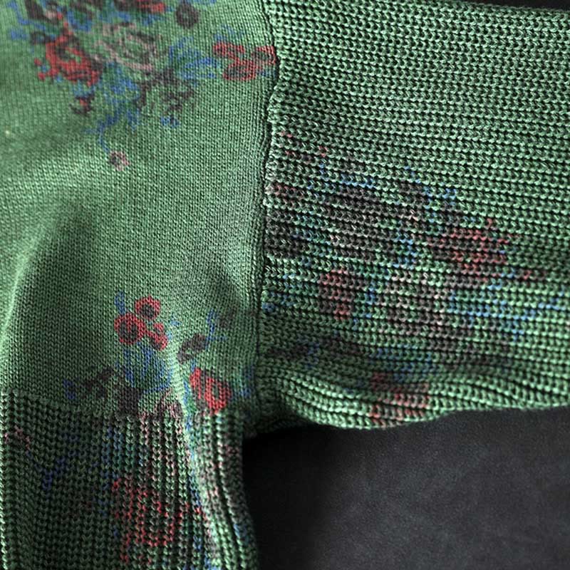 Women's Knitted Floral Cotton Long Sleeve Hooded Sweater