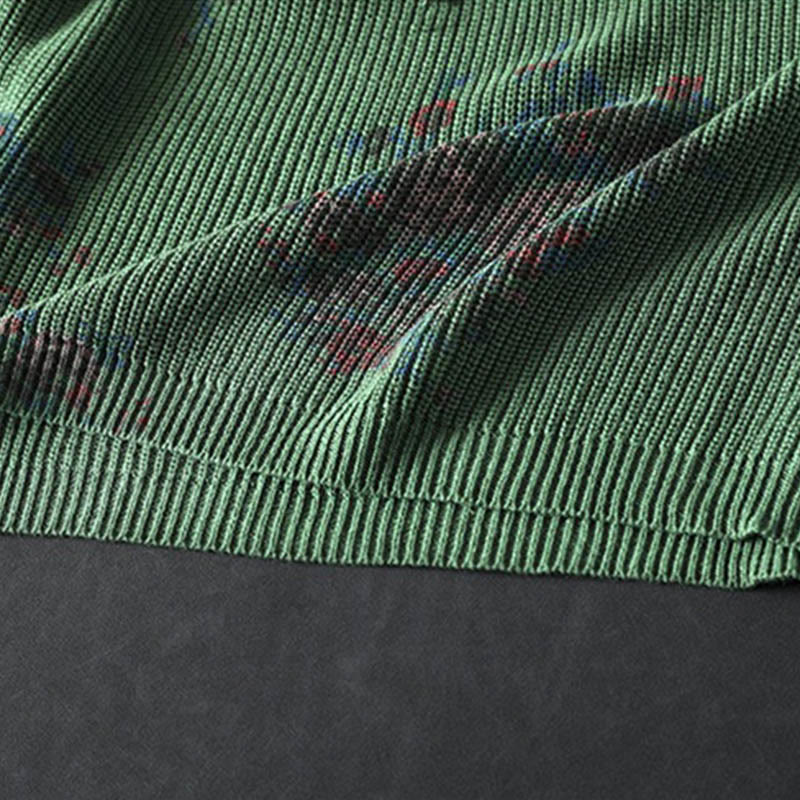 Women's Knitted Floral Cotton Long Sleeve Hooded Sweater