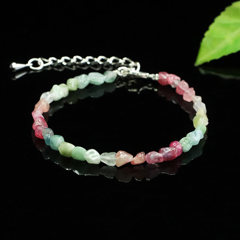 Ultra-thin 4mm Irregular Tourmaline Beads & Copper Chain Bracelet