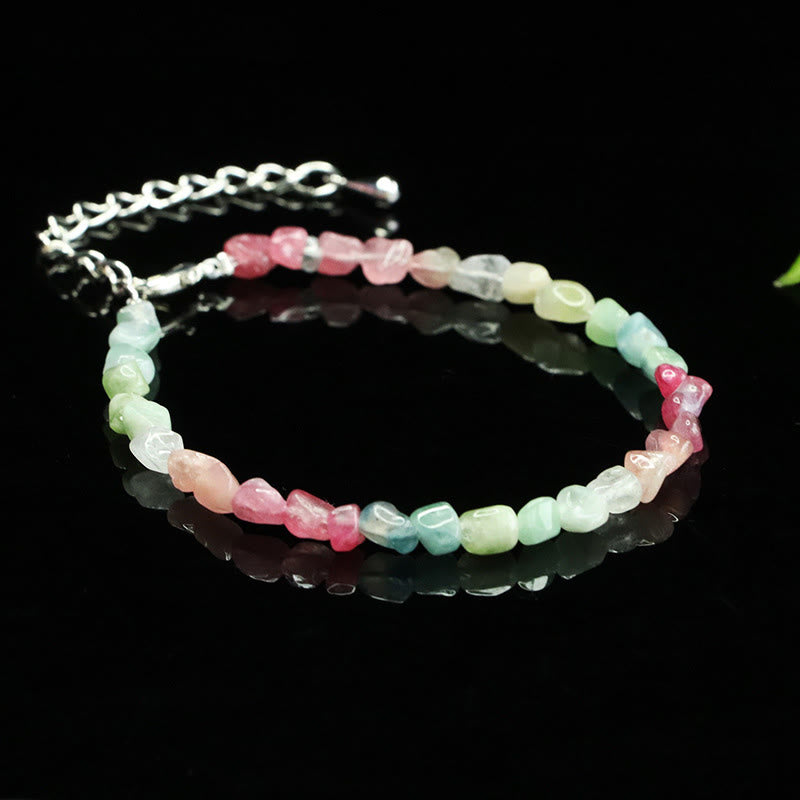 Ultra-thin 4mm Irregular Tourmaline Beads & Copper Chain Bracelet