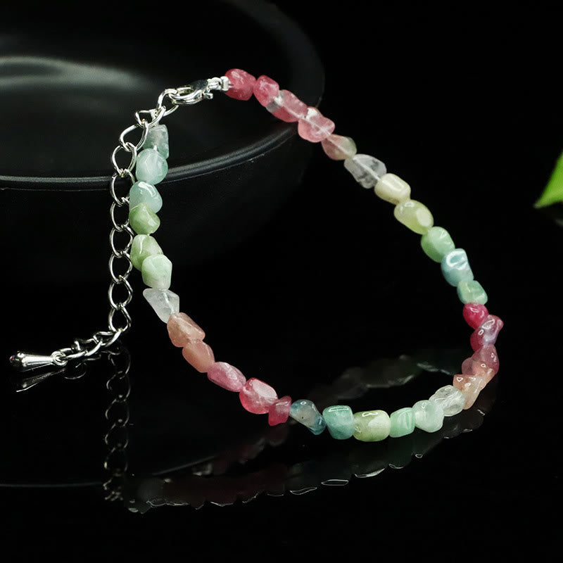 Ultra-thin 4mm Irregular Tourmaline Beads & Copper Chain Bracelet