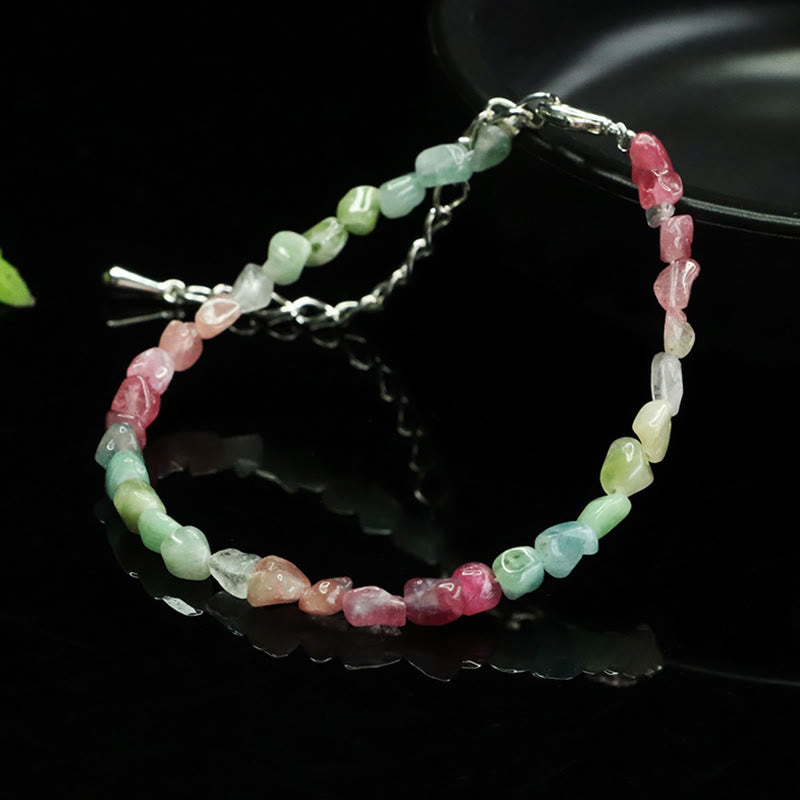 Ultra-thin 4mm Irregular Tourmaline Beads & Copper Chain Bracelet