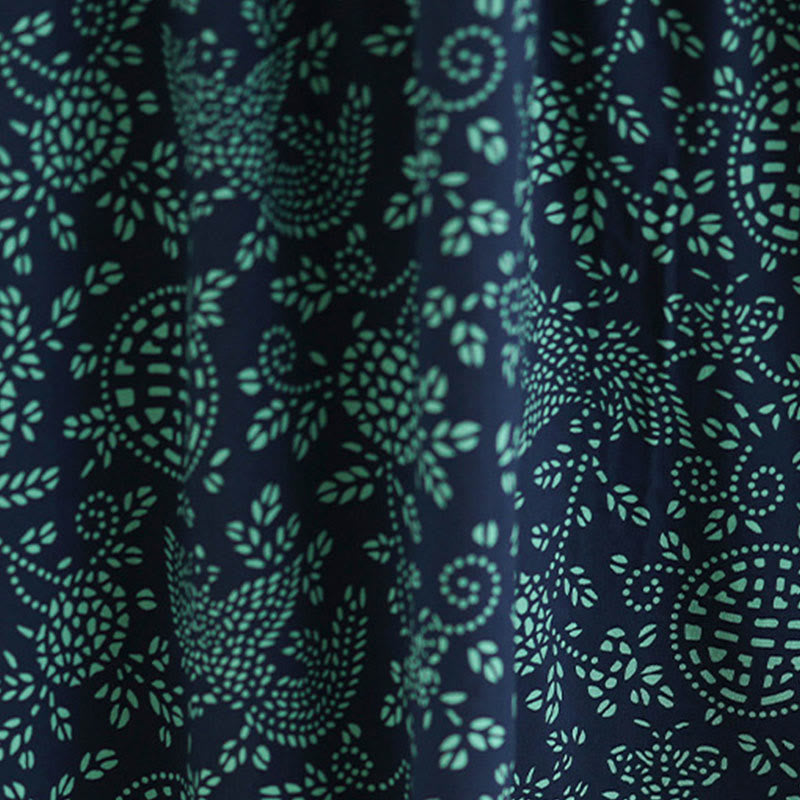 Botanical Cotton-Blend Stand-Collar Grounding Maxi Dress