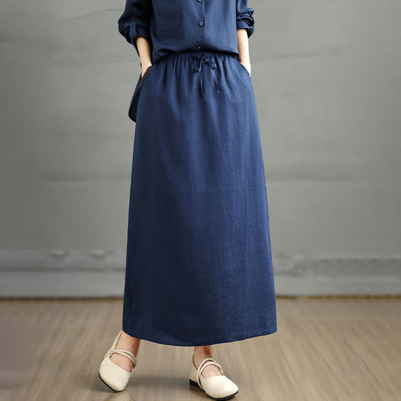 Tactile Cotton Blend Flowing Ritual Two-Piece Skirt Set