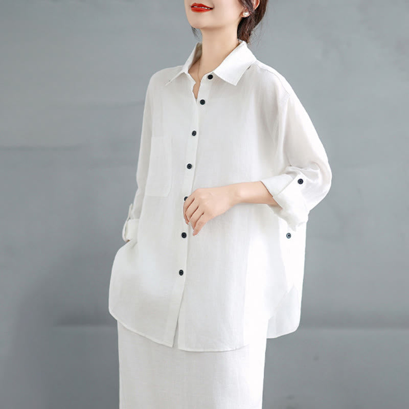 Tactile Cotton Blend Flowing Ritual Two-Piece Skirt Set