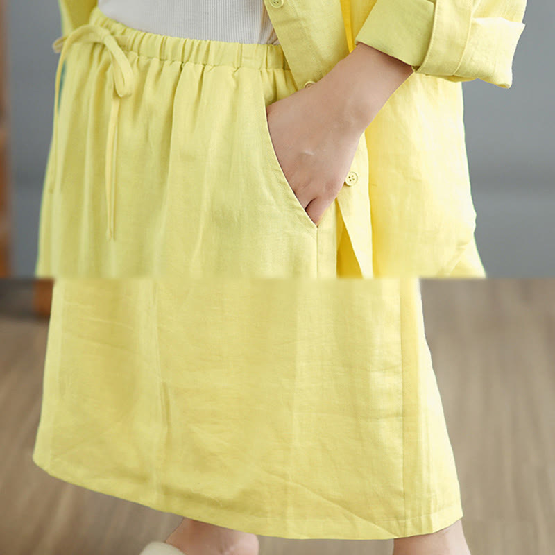Tactile Cotton Blend Flowing Ritual Two-Piece Skirt Set