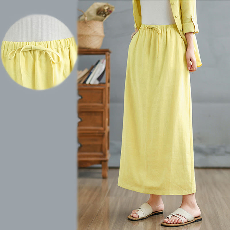 Tactile Cotton Blend Flowing Ritual Two-Piece Skirt Set