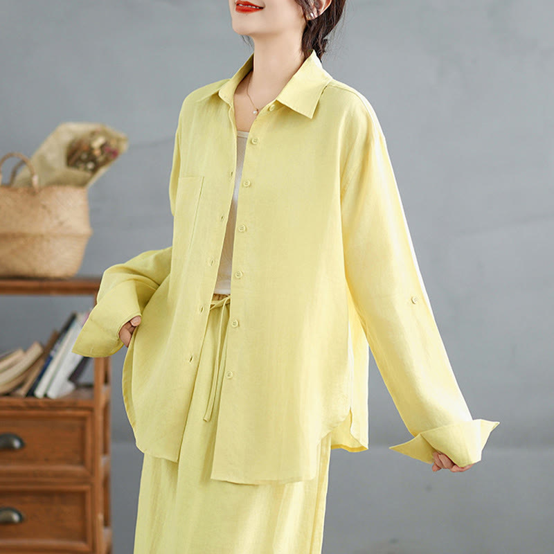 Tactile Cotton Blend Flowing Ritual Two-Piece Skirt Set