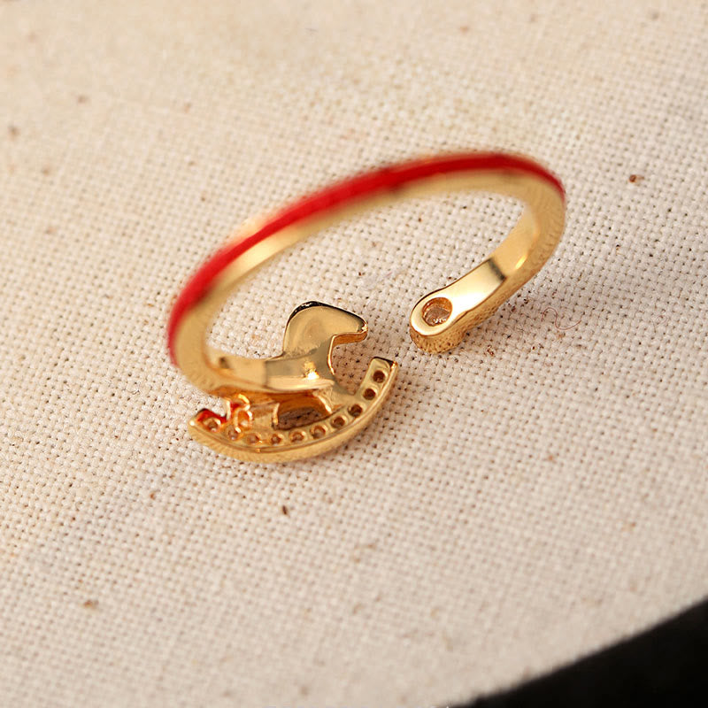 Opening Copper Golden Year Of The Horse Luck Red String Ring