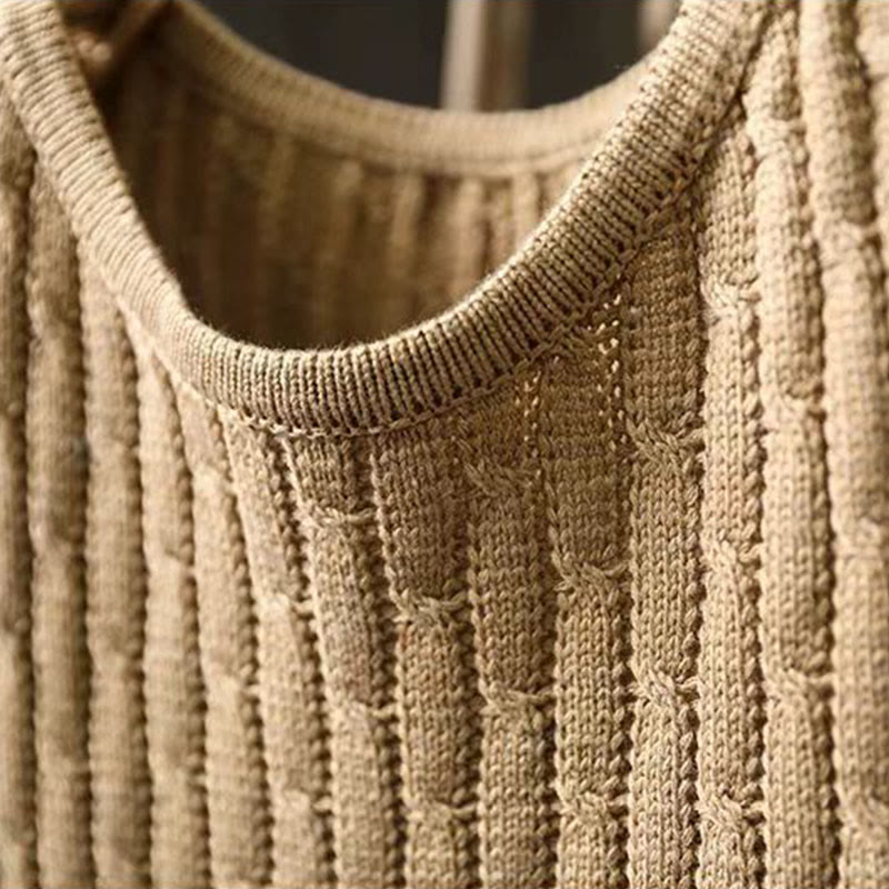 Winter Patchwork Design Long Sleeve Crew Neck Women's Cotton Sweater