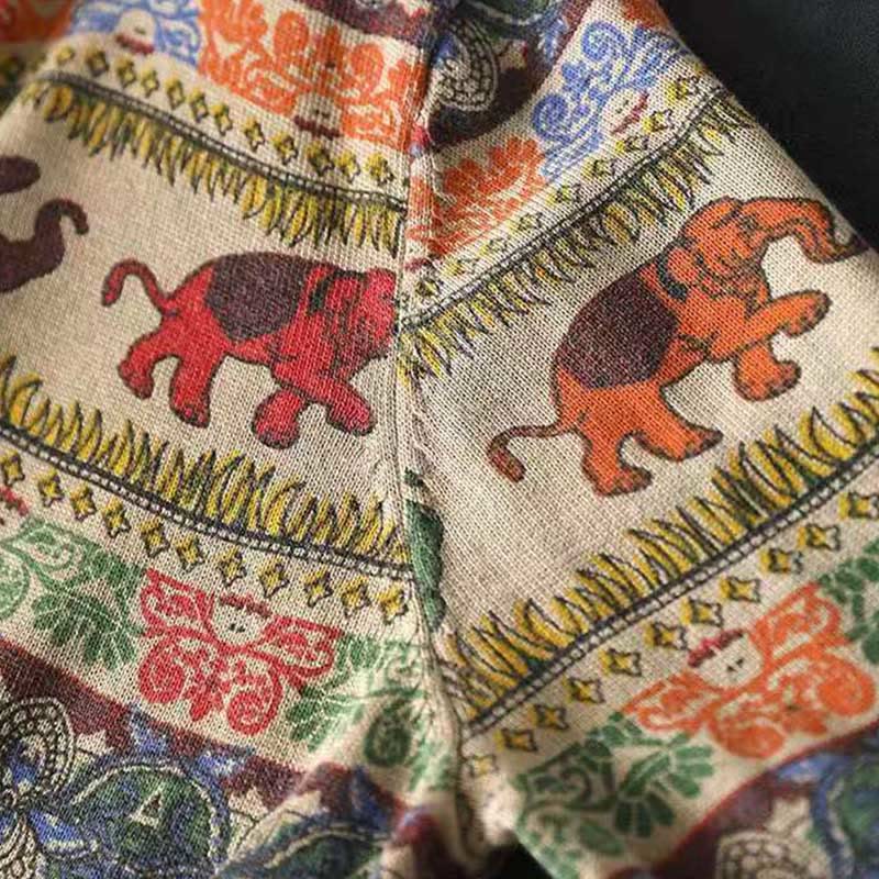 Knitted Cotton Elephant Motif Mindful Crewneck Sweater