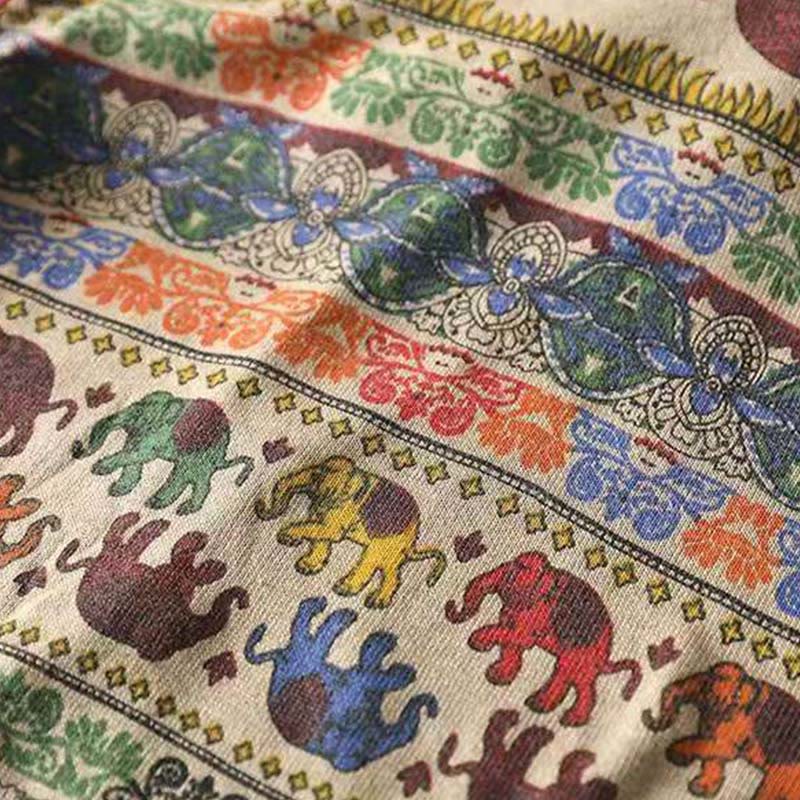 Knitted Cotton Elephant Motif Mindful Crewneck Sweater