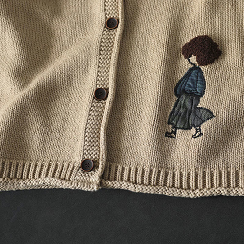 Tactile Cotton Patchwork Figure Mindful Cardigan Sweater