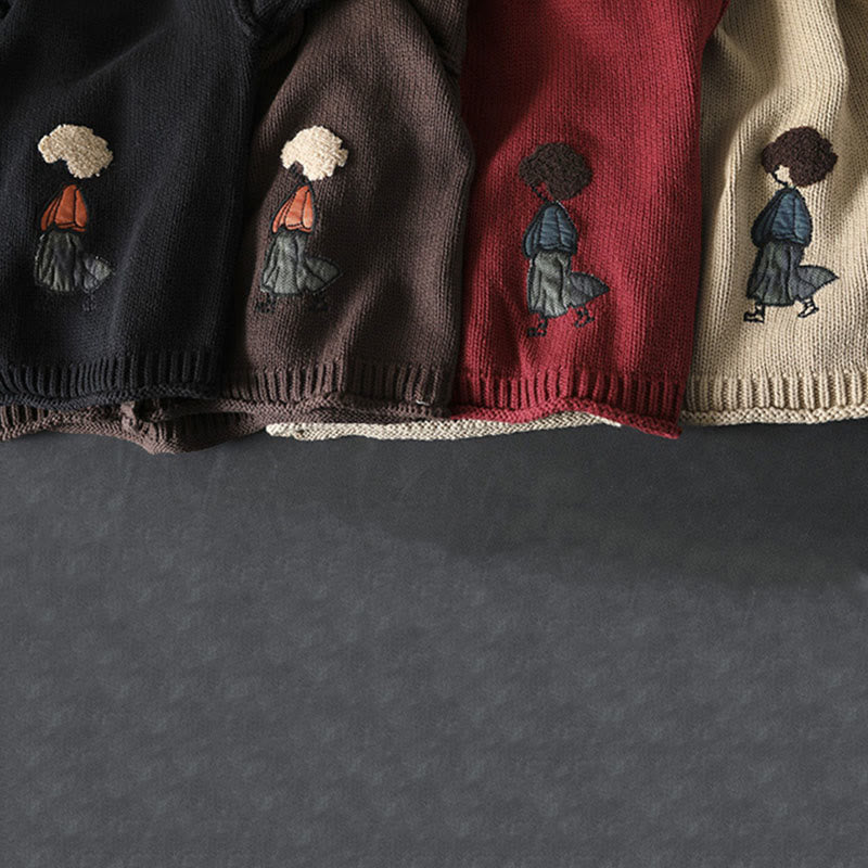 Tactile Cotton Patchwork Figure Mindful Cardigan Sweater