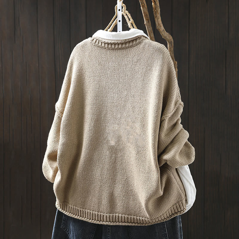 Tactile Cotton Patchwork Figure Mindful Cardigan Sweater