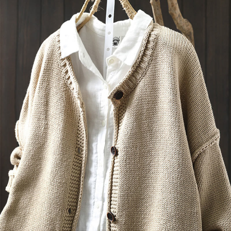 Tactile Cotton Patchwork Figure Mindful Cardigan Sweater