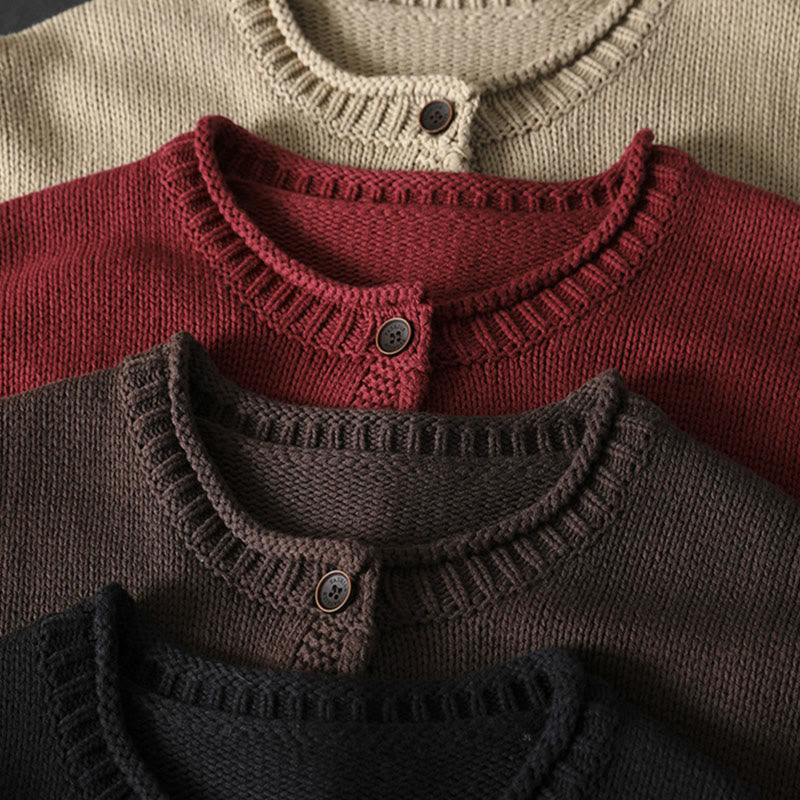 Tactile Cotton Patchwork Figure Mindful Cardigan Sweater