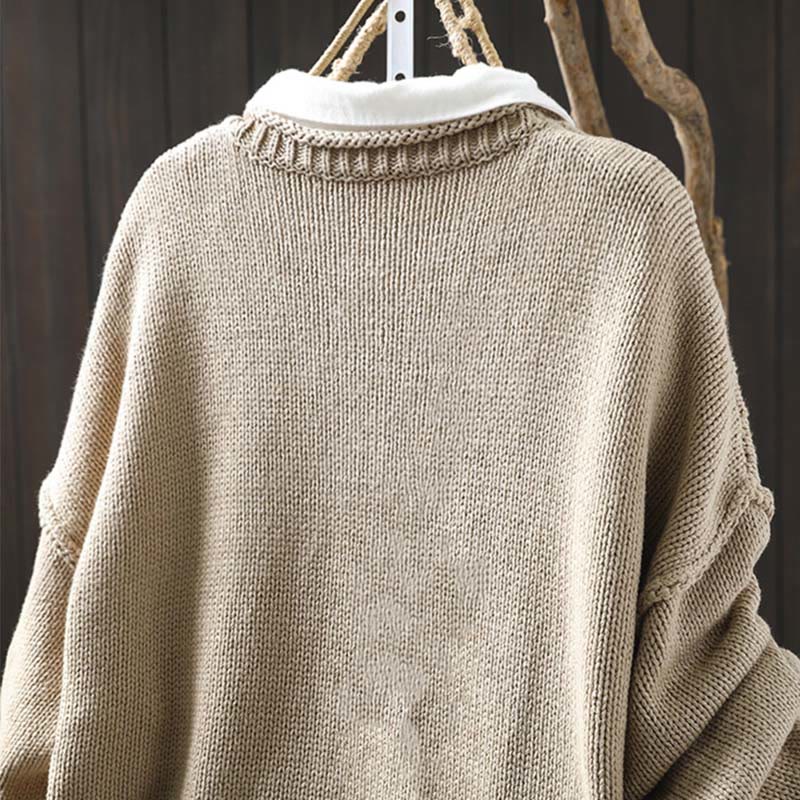 Tactile Cotton Patchwork Figure Mindful Cardigan Sweater