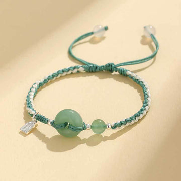 Handcrafted Red String Ping An Kou Peace Buckle Gemstone Braided Bracelet