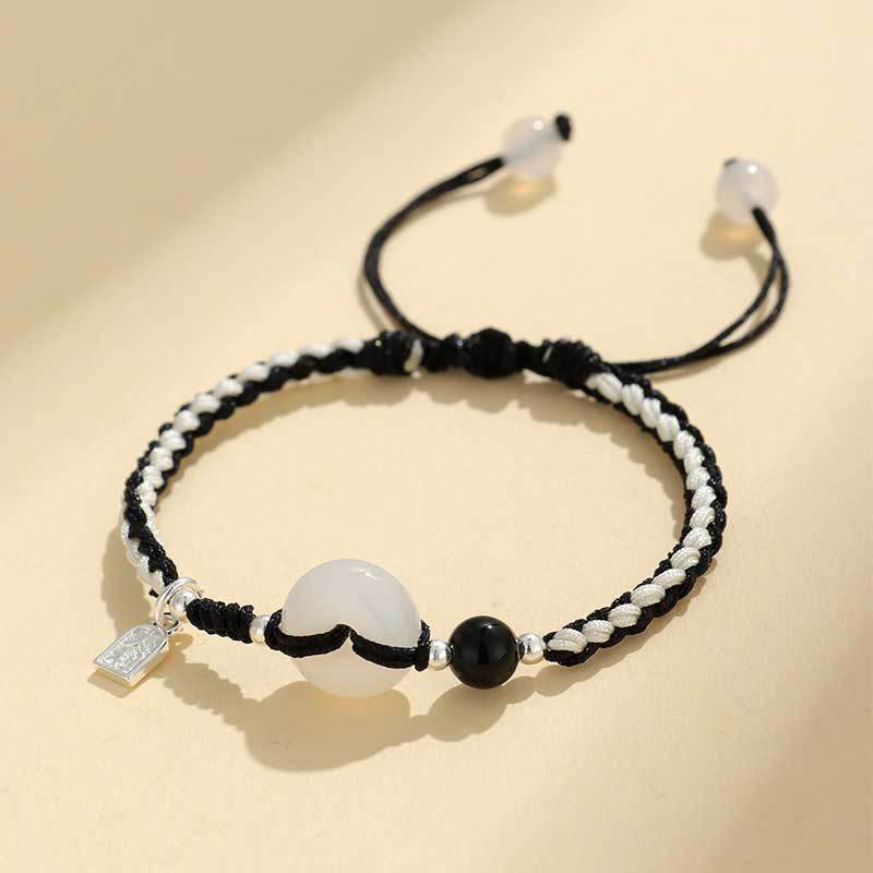 Handcrafted Red String Ping An Kou Peace Buckle Gemstone Braided Bracelet