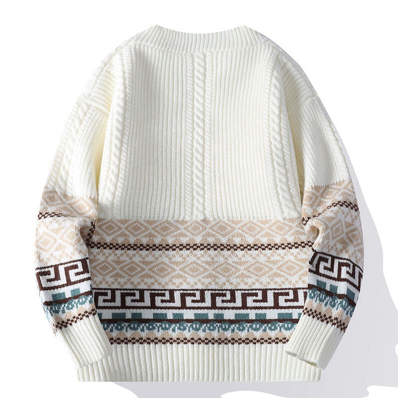 Jacquard Knitted V-Neck Mindful Movement Men's Sweater