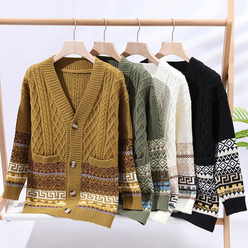 Jacquard Knitted V-Neck Mindful Movement Men's Sweater