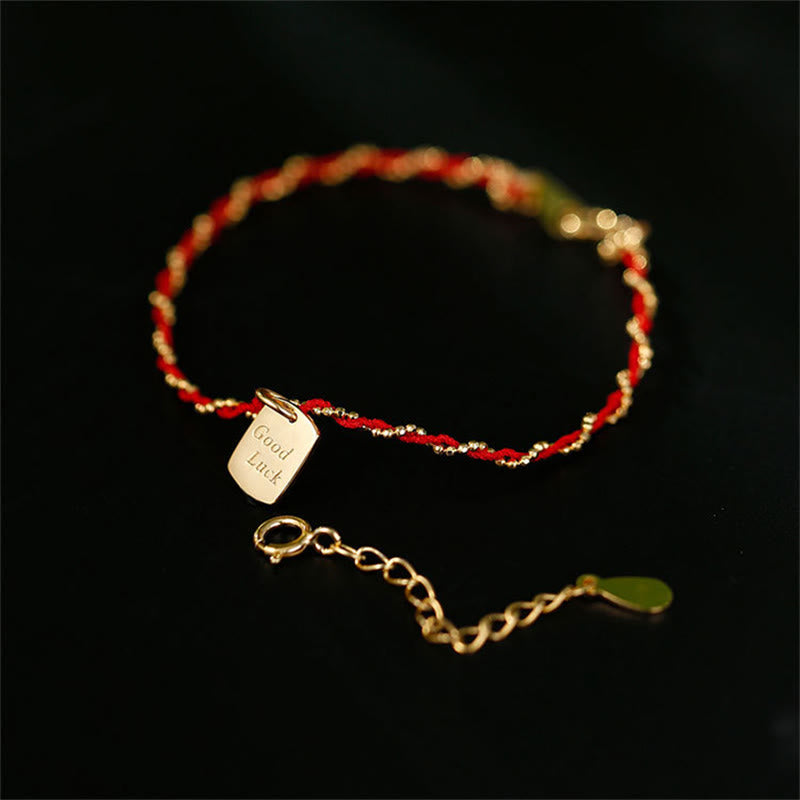 Minimalist 925 Sterling Silver Red String Adjustable Bracelet