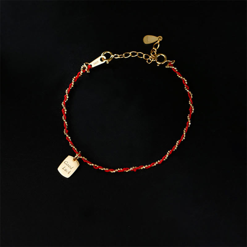 Minimalist 925 Sterling Silver Red String Adjustable Bracelet