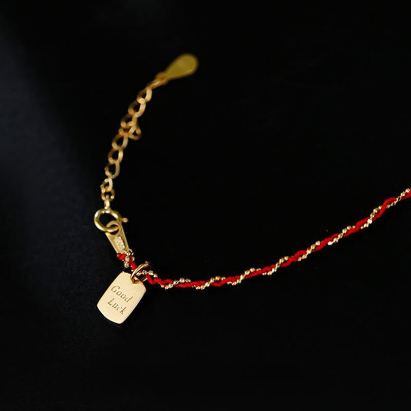 Minimalist 925 Sterling Silver Red String Adjustable Bracelet