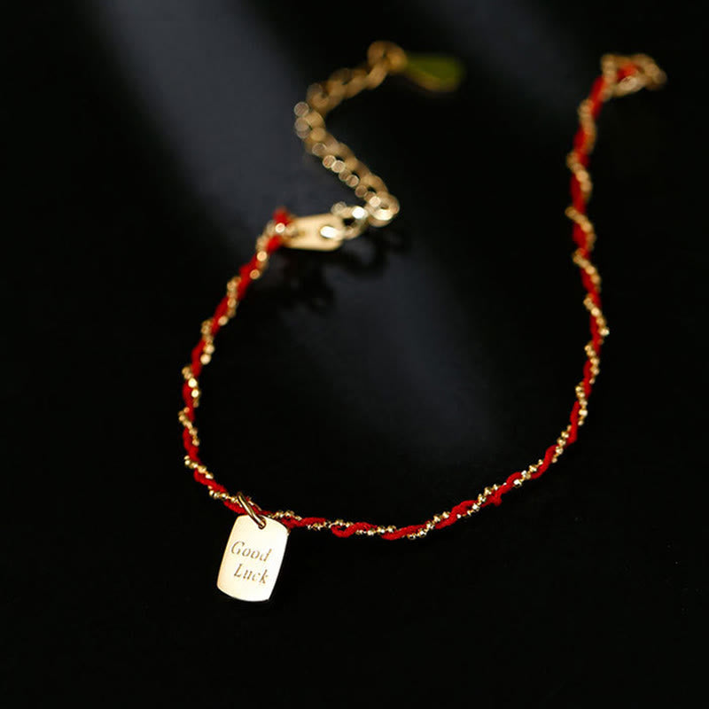 Minimalist 925 Sterling Silver Red String Adjustable Bracelet