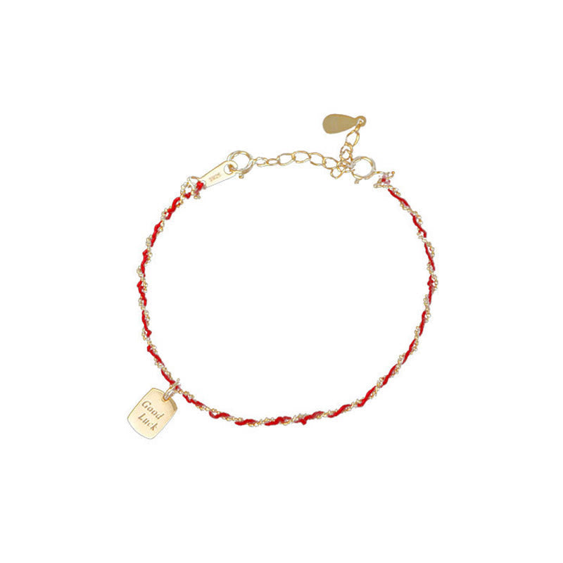 Minimalist 925 Sterling Silver Red String Adjustable Bracelet